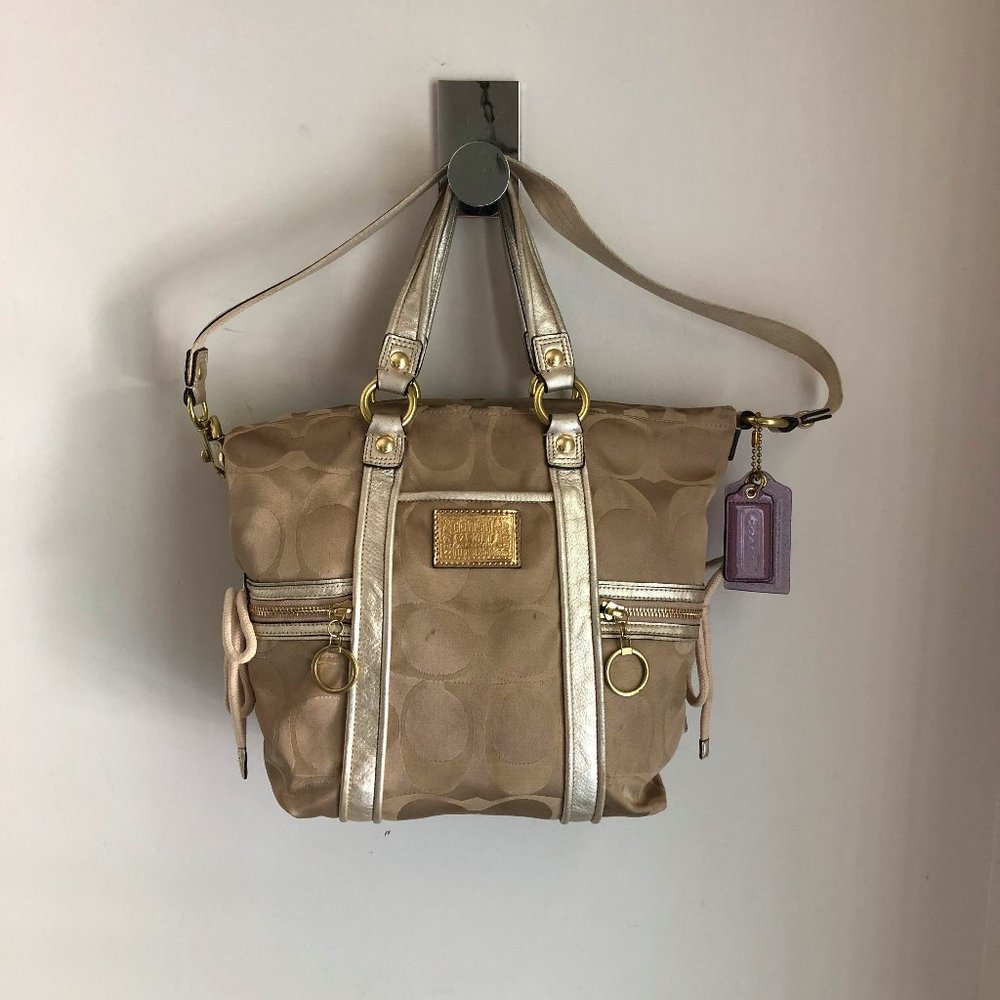 Coach F13842 poppy sateen gold khaki bag